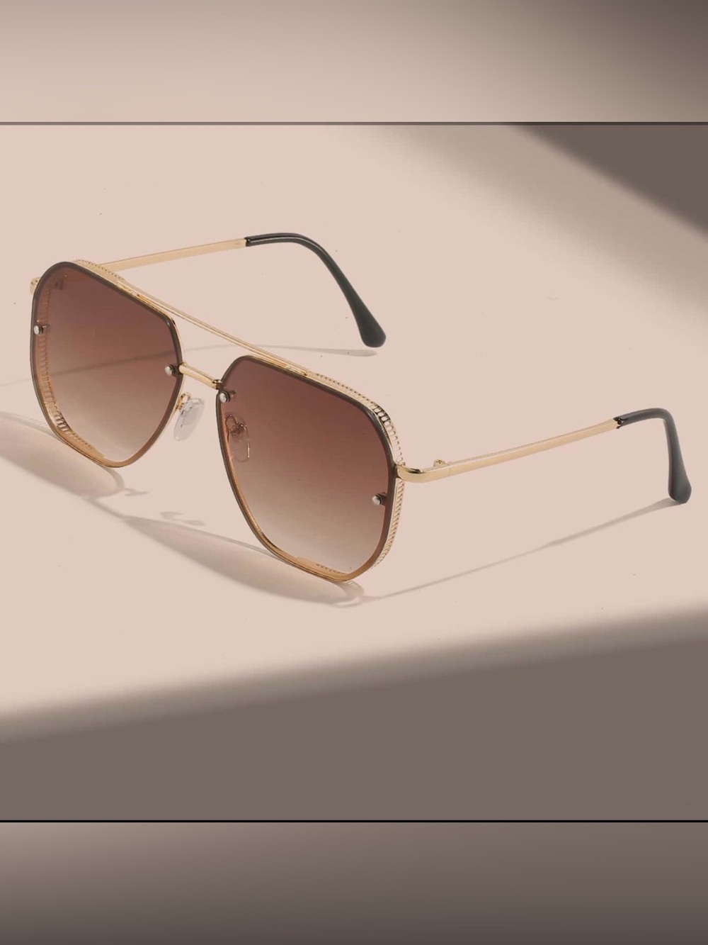 Gold Frame Brown Gradient Aviator Sunglasses